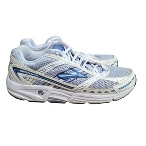 Brooks Addiction 9 Athletic Run Walk Tennis Shoe Sneaker White Blue Women 9.5